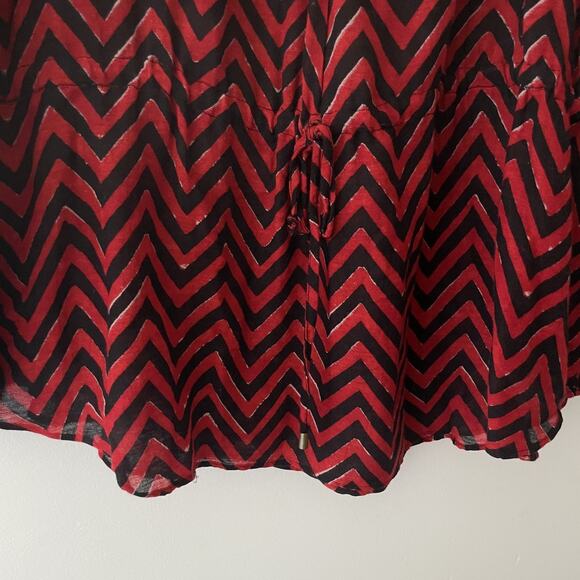 Lauren Ralph Lauren Plus Size 2X Red Black Chevron Boho Peasant Blouse Top - Picture 7 of 8